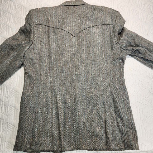 Blazer Men Gray Tweed Circle S Western 44R Color Speck Herringbone cowboy
